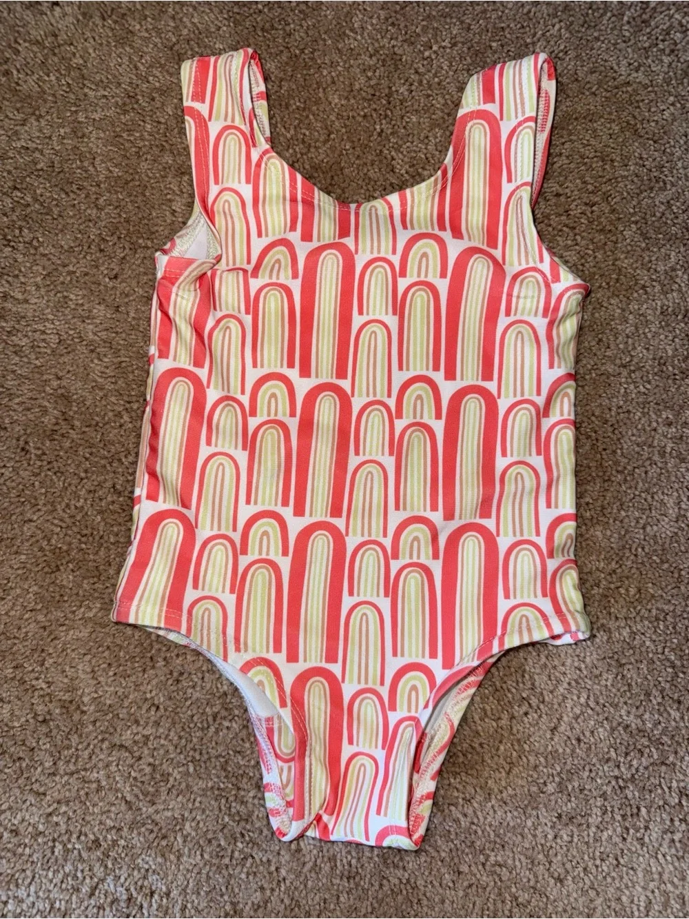 kate quinn Pink & Cream Rainbow-Arch One-Piece Swimsuit